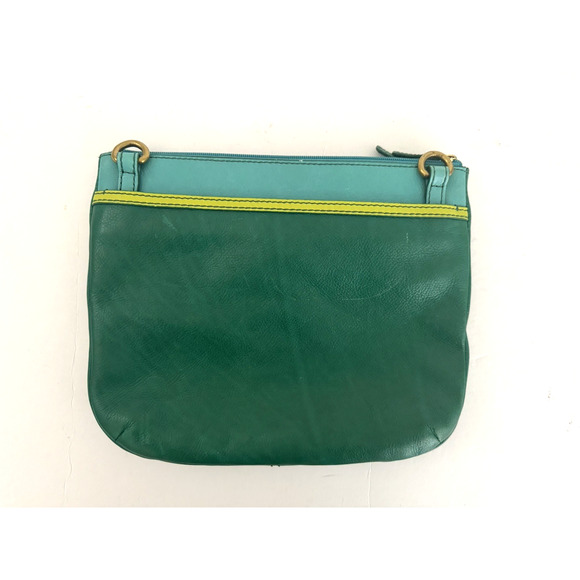 Fossil Crossbody Bag Green Blue Leather Top Zip Multiple-Pockets Convertible - Picture 7 of 16